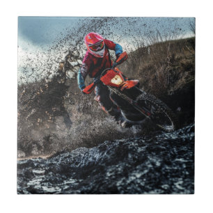 Dirt bike rider throw pillow tile