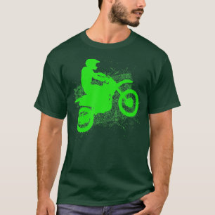 Dirt Bike Rider Tire Tracks Neon Green Youth T-Shirt