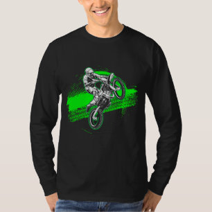 Dirt Bike Rider Tire Tracks Neon Green Youth T-Shirt