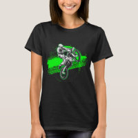 Dirt Bike Rider Tire Tracks Neon Green Youth