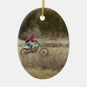 Dirt Bike Riding Ceramic Ornament