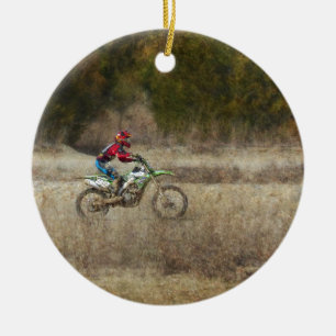 Dirt Bike Riding Ceramic Ornament