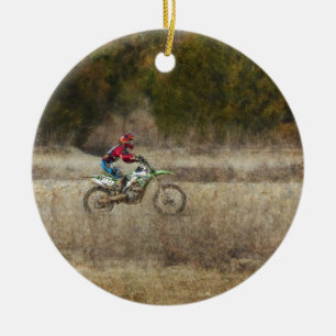 Dirt Bike Riding Ceramic Ornament