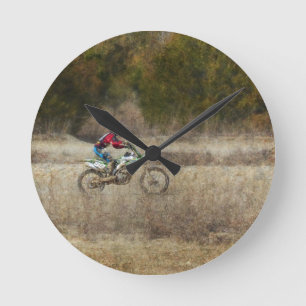 Dirt Bike Riding Round Clock