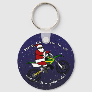 Dirt Bike Santa Keychain