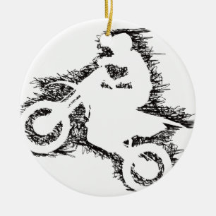 DIRT BIKE (scribble black) Ceramic Ornament