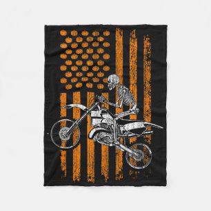 Dirt Bike Skeleton Halloween Men Boys Dirt Bike Fa Fleece Blanket