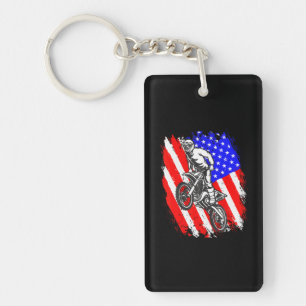 Dirt Bike USA Flag Motocross American Flag Keychain