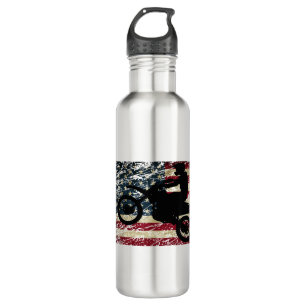 Dirt Bike USA Flag T-Shirt Motocross American Flag 710 Ml Water Bottle