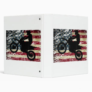 Dirt Bike USA Flag T-Shirt Motocross American Flag Binder