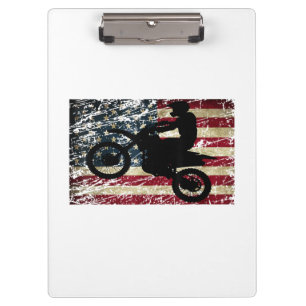 Dirt Bike USA Flag T-Shirt Motocross American Flag Clipboard