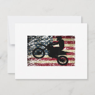 Dirt Bike USA Flag T-Shirt Motocross American Flag Holiday Card