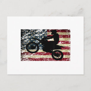 Dirt Bike USA Flag T-Shirt Motocross American Flag Holiday Postcard