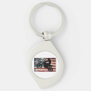 Dirt Bike USA Flag T-Shirt Motocross American Flag Keychain