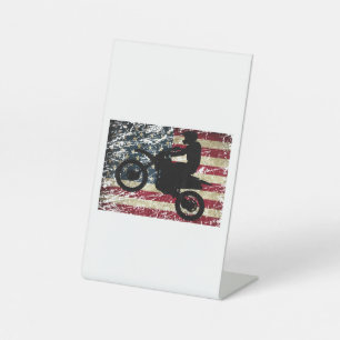Dirt Bike USA Flag T-Shirt Motocross American Flag Pedestal Sign