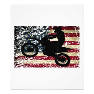 Dirt Bike USA Flag T-Shirt Motocross American Flag Photo Print