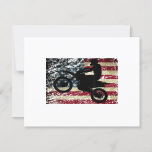 Dirt Bike USA Flag T-Shirt Motocross American Flag RSVP Card