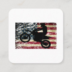 Dirt Bike USA Flag T-Shirt Motocross American Flag Square Business Card