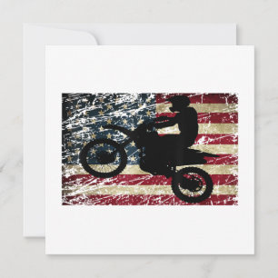 Dirt Bike USA Flag T-Shirt Motocross American Flag Thank You Card