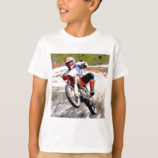 Dirt Bike Wheeling in the Mud in Colour T-Shirt