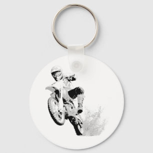 Dirt Bike Wheeling in the Mud Keychain