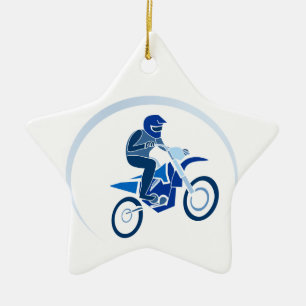 Dirt Biker Vector Biking Ceramic Ornament