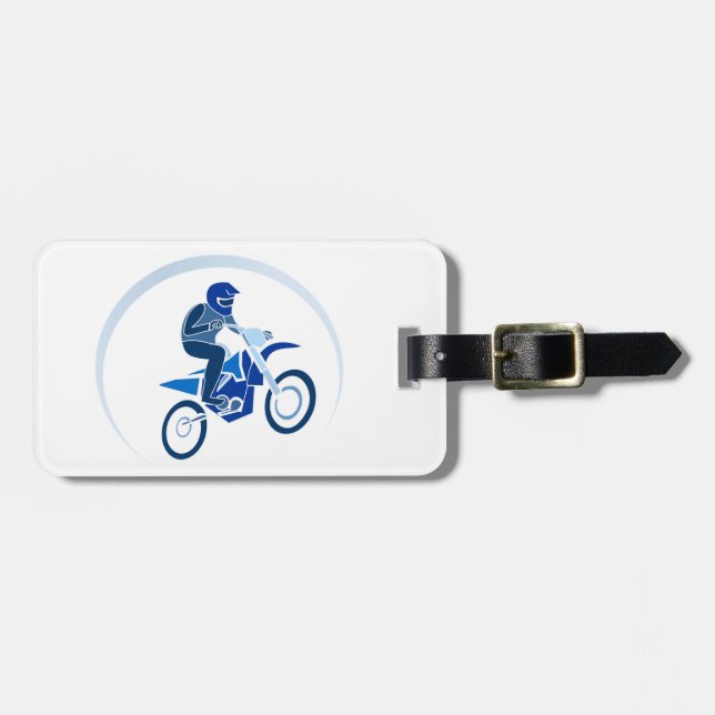 Dirt Biker Vector Biking Luggage Tag (Front Horizontal)