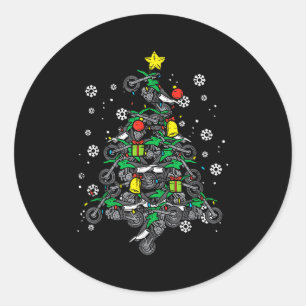 Dirt Bikes Christmas Tree Xmas Motocross Men Boy Classic Round Sticker