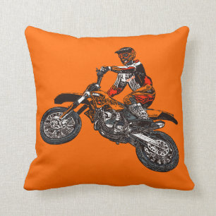 Dirt bikes throw pillow