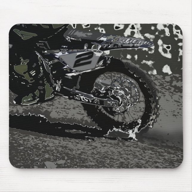 Dirt Biking (Black & White) Mouse Pad (Front)