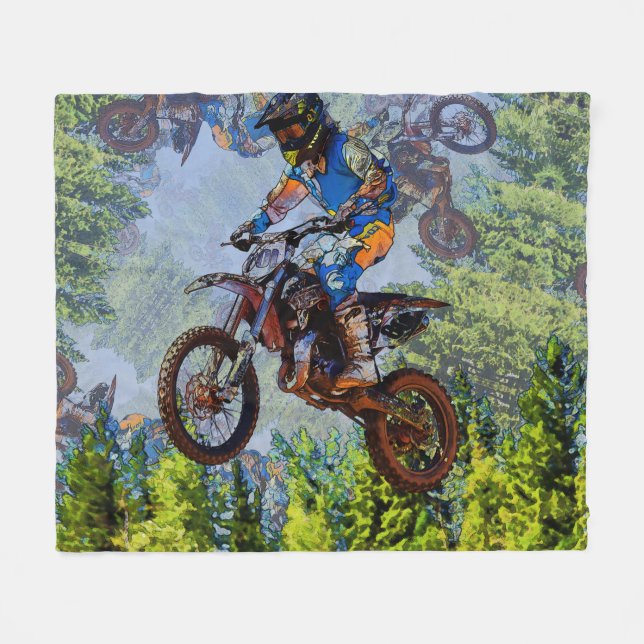 Dirt-Biking Fools- Motocross Racer  Fleece Blanket (Front (Horizontal))