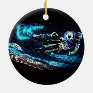 dirt biking motocross racing Motorcycle biker Ceramic Ornament