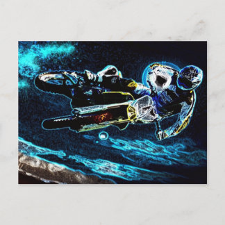 dirt biking motocross racing Motorcycle biker Postcard