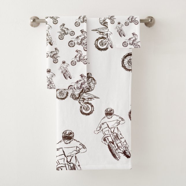 Dirt Cross Bathroom Towel Set (Insitu)
