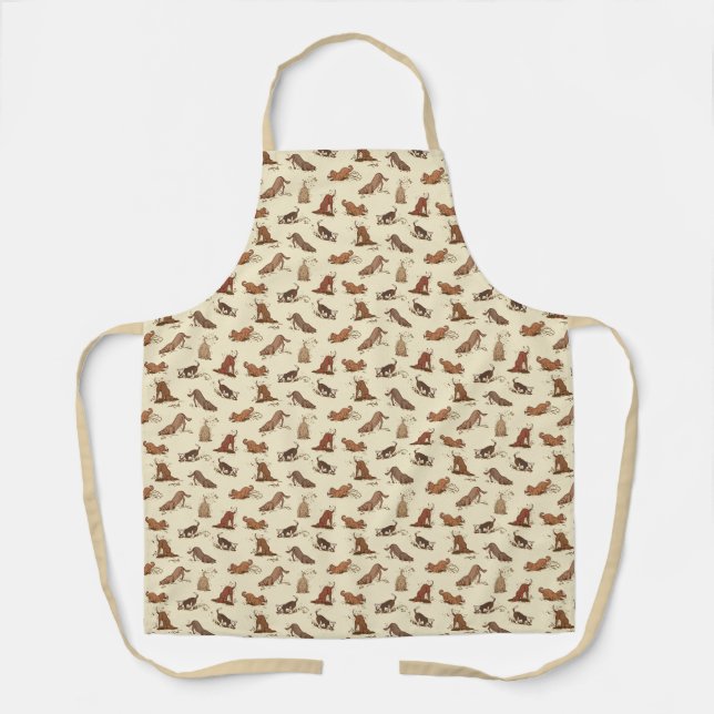 Dirt Digging Dogs - beach vacation pattern.   Apron (Front)