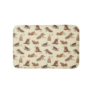 Dirt Digging Dogs - beach vacation pattern.   Bath Mat