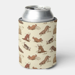 Dirt Digging Dogs - beach vacation pattern. Can Cooler