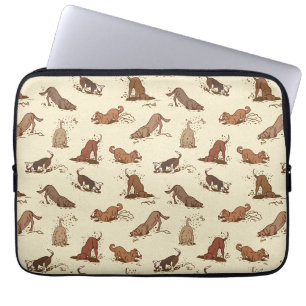 Dirt Digging Dogs - beach vacation pattern. Laptop Sleeve