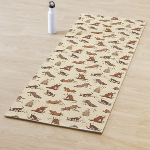 Dirt Digging Dogs - beach vacation pattern. Yoga Mat