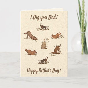 Dirt Digging Dogs - Happy Father's Day. Card