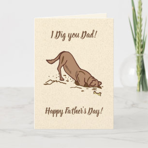 Dirt Digging Dogs - Happy Father's Day.   Card