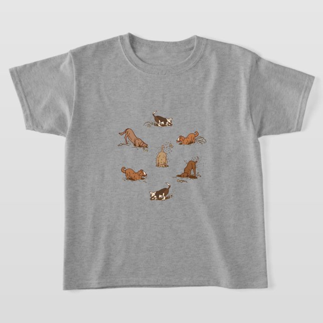 Dirt Digging Dogs - on a beach vacation.   T-Shirt (Laydown)