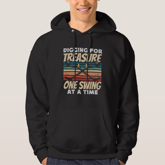 Dirt Fishing Digging for treasure Metal Detecting Hoodie (Front)