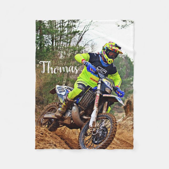 Dirt Motorcycle Bike Motocross Racing Personalized Fleece Blanket (Front)