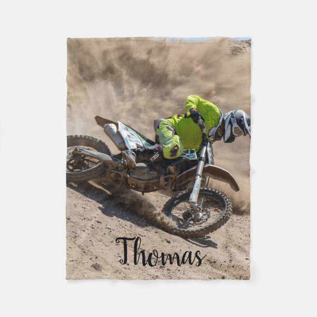 Dirt Motorcycle Bike Motocross Racing Personalized Fleece Blanket (Front)