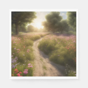 Dirt Path In Wildflower Meadow Napkin