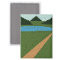 Dirt Road Grass Lake Hills Artisan Crochet Print  
