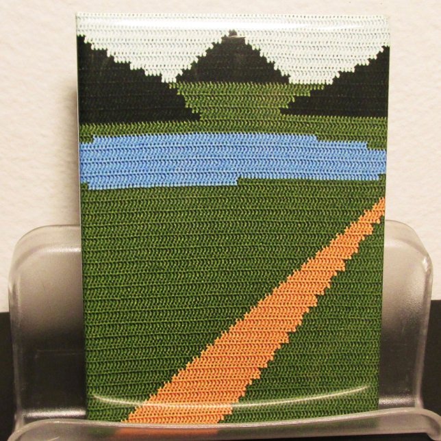 Dirt Road Grass Lake Hills Artisan Crochet Print   Magnet (Creator Uploaded)