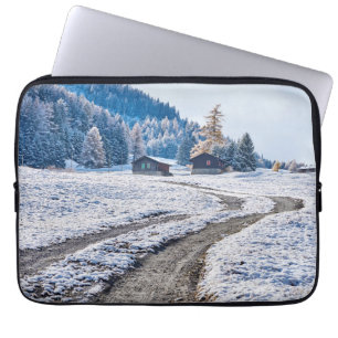 Dirt Road in the Snow Ground, European Alps Laptop Sleeve