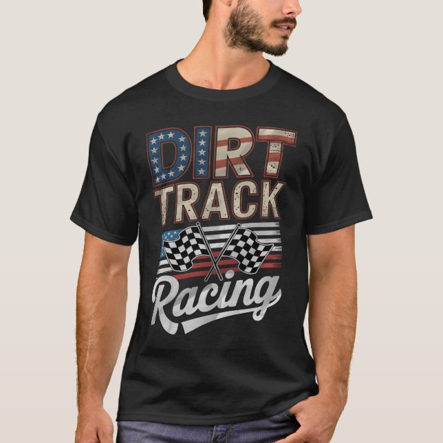 Dirt Track Racing Patriotic American Flag Sprint C T-Shirt (Front)